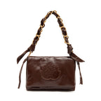 BOLSA FLAP DAYSE MÉDIA COURO GLOSS BROWNIE OURO