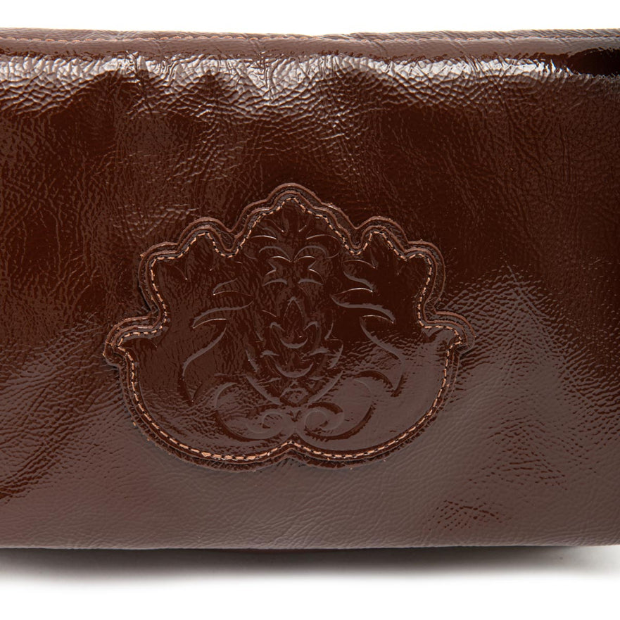 BOLSA FLAP DAYSE MÉDIA COURO GLOSS BROWNIE OURO
