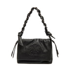 BOLSA FLAP DAYSE MEDIA  EM COURO BODAN PRETO ONIX