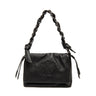 BOLSA FLAP DAYSE MEDIA  EM COURO BODAN PRETO ONIX