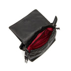 BOLSA FLAP DAYSE MEDIA  EM COURO BODAN PRETO ONIX