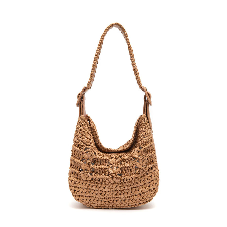 BOLSA HOBO OPHELIA  LATTE MEDIA RAFIA ARGILA CAFE LEITE