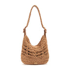 BOLSA HOBO OPHELIA  LATTE MEDIA RAFIA ARGILA CAFE LEITE