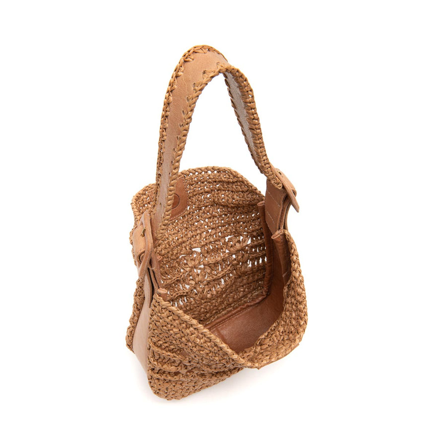 BOLSA HOBO OPHELIA  LATTE MEDIA RAFIA ARGILA CAFE LEITE
