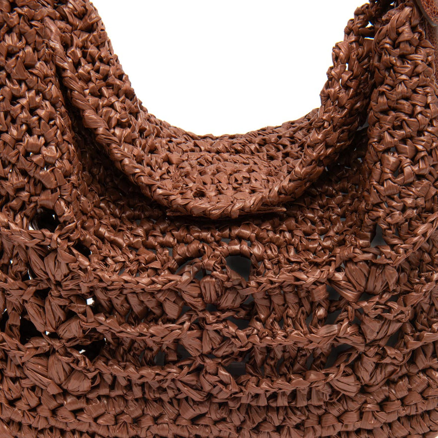 BOLSA HOBO OPHELIA LATTE MEDIA RAFIA PINHAO CACAU