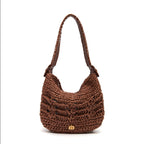 BOLSA HOBO OPHELIA LATTE MEDIA RAFIA PINHAO CACAU