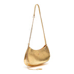 BOLSA SHOULDER FOREVER PEQUENA COURO CRUSH OURO/OURO