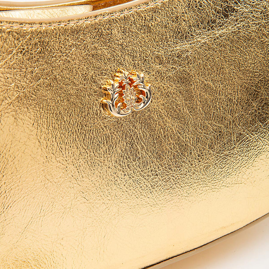 BOLSA SHOULDER FOREVER PEQUENA COURO CRUSH OURO/OURO