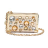 BOLSA CLUTCH  TRUNK PEQUENA METALIZADO COM CRISTAIS OURO