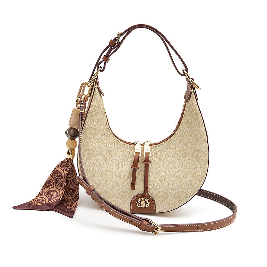 BOLSA HOBO SIRENA MÉDIA MONOGRAMA  CANVAS CREME