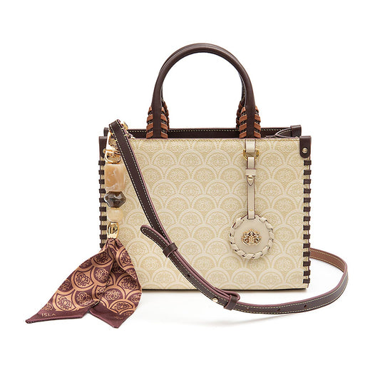 BOLSA TOTE SIRENA MINI   MONOGRAMA CANVAS CREME