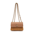 BOLSA MINI SELENE RATTAN E COURO ARGILA MEL