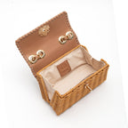BOLSA MINI SELENE RATTAN E COURO ARGILA MEL