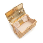 BOLSA MINI SELENE PEQUENA RATTAN COURO OURO MEL