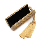BOLSA CLUTCH CILÍNDRICA MÉDIA DE CRISTAIS OURO