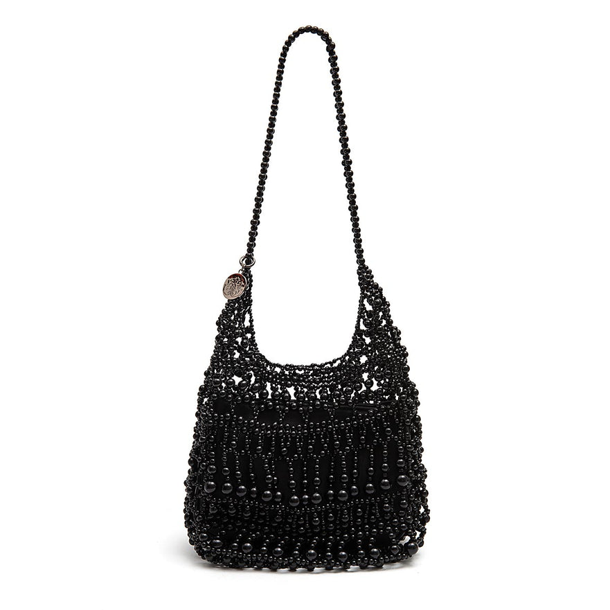 BOLSA HOBO CONTAS MÉDIA  DE RESINA PRETA