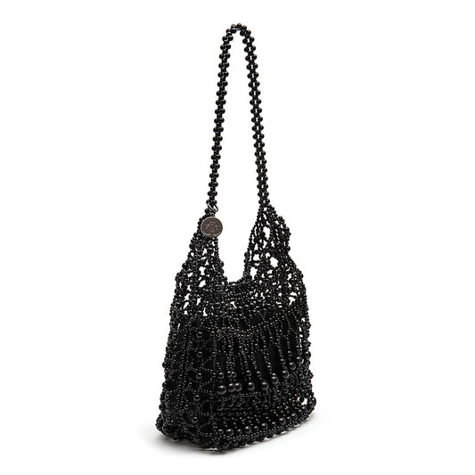 BOLSA HOBO CONTAS MÉDIA  DE RESINA PRETA