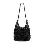 BOLSA HOBO CONTAS MÉDIA  DE RESINA PRETA