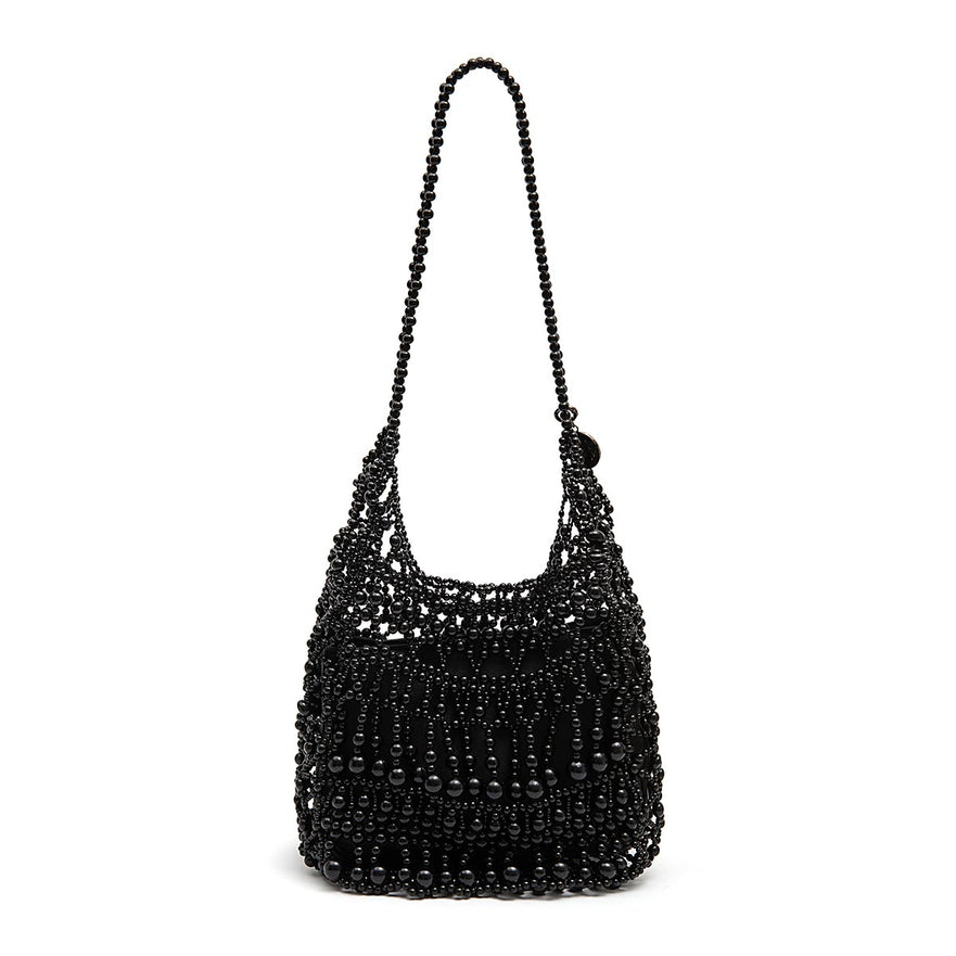 BOLSA HOBO CONTAS MÉDIA  DE RESINA PRETA