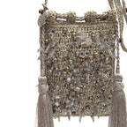 BOLSA BUCKET CLAIRE  RÁFIA CROSSBODY PRATA