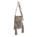 BOLSA BUCKET CLAIRE  RÁFIA CROSSBODY PRATA