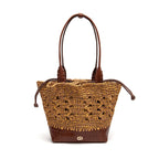 BOLSA BASKET CAMELLIA CROCHÊ OURO CASTANHO SOLAR