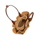 BOLSA BASKET CAMELLIA CROCHÊ OURO CASTANHO SOLAR