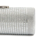 BOLSA CLUTCH CILÍNDRICA MEDIA DE CRISTAIS PRATA