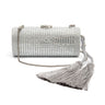 BOLSA CLUTCH CILÍNDRICA MEDIA DE CRISTAIS PRATA