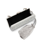 BOLSA CLUTCH CILÍNDRICA MEDIA DE CRISTAIS PRATA