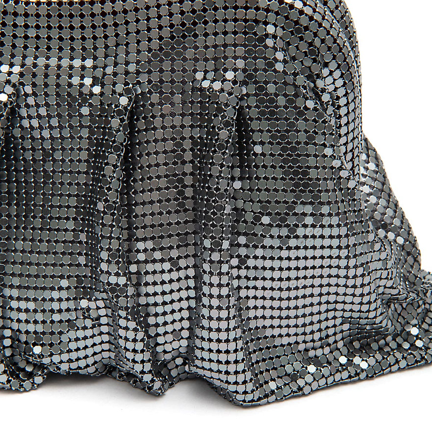 BOLSA POUCH  PEQUENA EM MALHA METÁLICA SHOULDER DE CRISTAIS