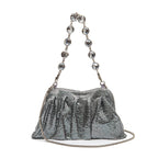 BOLSA POUCH  PEQUENA EM MALHA METÁLICA SHOULDER DE CRISTAIS