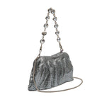 BOLSA POUCH  PEQUENA EM MALHA METÁLICA SHOULDER DE CRISTAIS