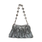 BOLSA POUCH  PEQUENA EM MALHA METÁLICA SHOULDER DE CRISTAIS