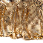 BOLSA POUCH MALHA METÁLICA SHOULDER DE CRISTAIS OURO