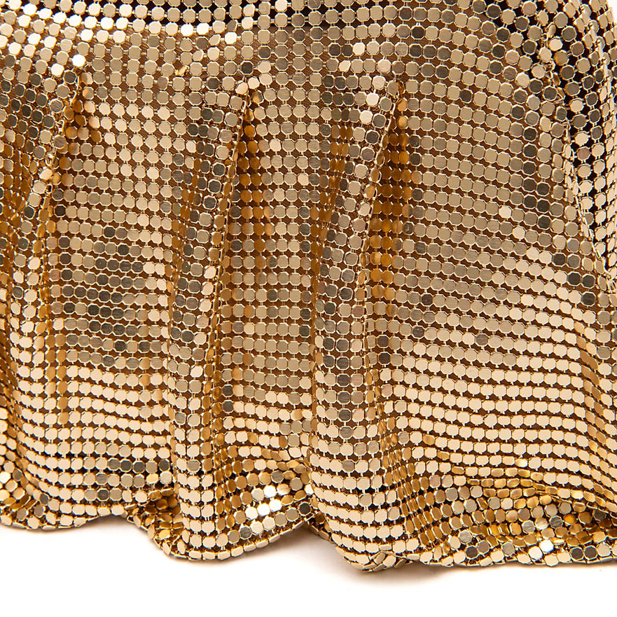 BOLSA POUCH MALHA METÁLICA SHOULDER DE CRISTAIS OURO