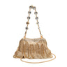 BOLSA POUCH MALHA METÁLICA SHOULDER DE CRISTAIS OURO