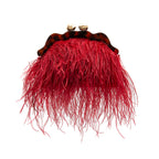 BOLSA POUCH PEQUENA DE PLUMAS CARMIM
