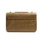 BOLSA BAGUETE ANNE JUMBO COURO CAIMAN AZEITE