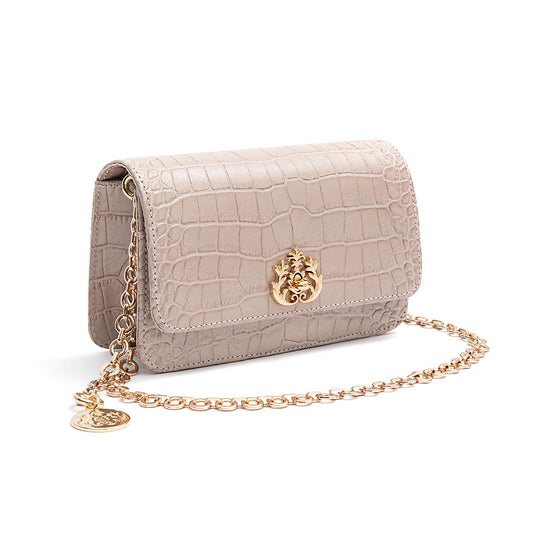 BOLSA CARTEIRA FOREVER  PEQUENA COURO NEW CROCO NEVOA