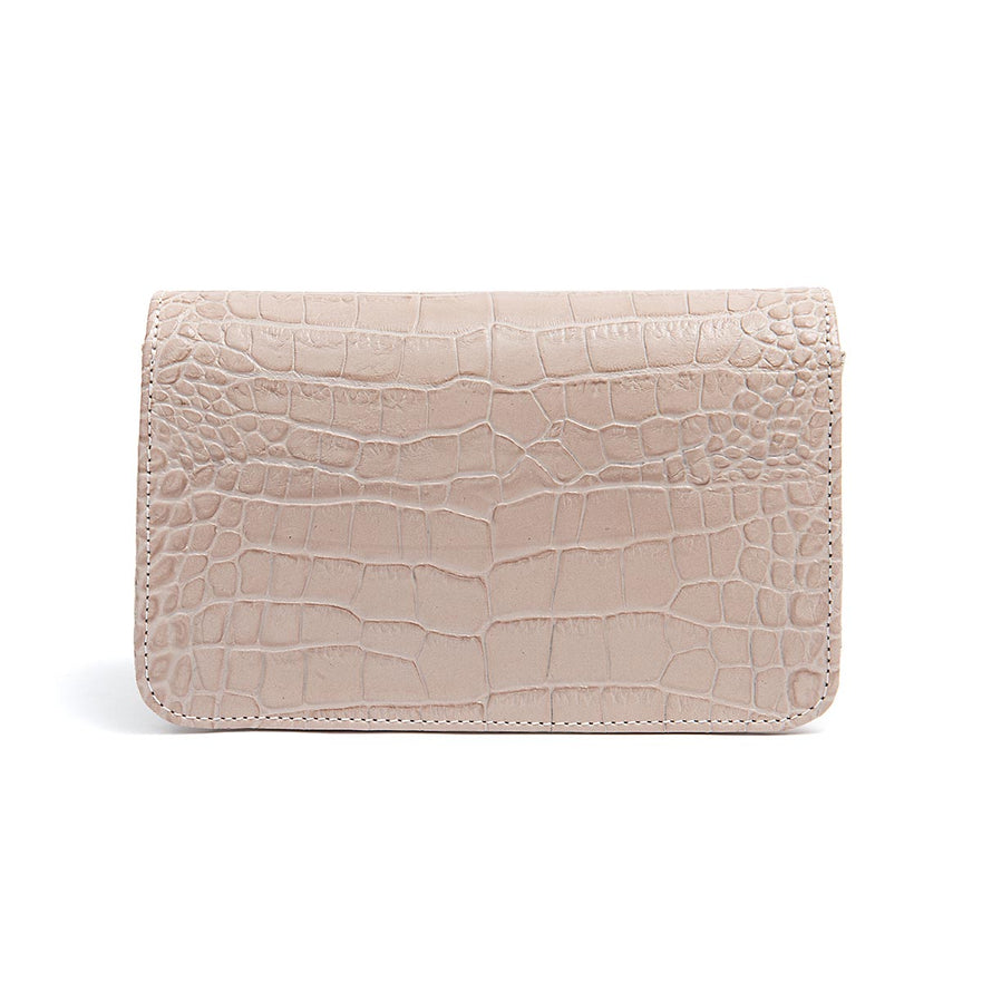 BOLSA CARTEIRA FOREVER  PEQUENA COURO NEW CROCO NEVOA