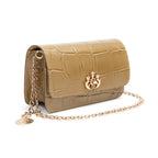 BOLSA CARTEIRA FOREVER PEQUENA COURO CAIMAN AZEITE