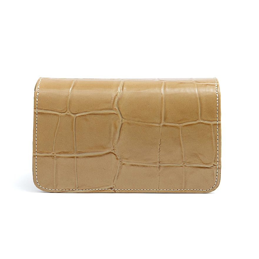 BOLSA CARTEIRA FOREVER PEQUENA COURO CAIMAN AZEITE