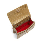 BOLSA CARTEIRA FOREVER PEQUENA COURO CAIMAN AZEITE