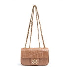 BOLSA  BAGUETE ANNE MINI COURO CAIMAM ARGILA OURO