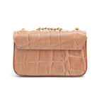 BOLSA  BAGUETE ANNE MINI COURO CAIMAM ARGILA OURO