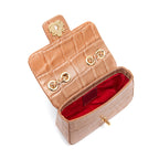 BOLSA  BAGUETE ANNE MINI COURO CAIMAM ARGILA OURO