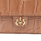 BOLSA BAGUETE ANNE JUMBO COURO CAIMAN ARGILA