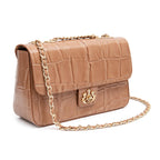 BOLSA BAGUETE ANNE JUMBO COURO CAIMAN ARGILA