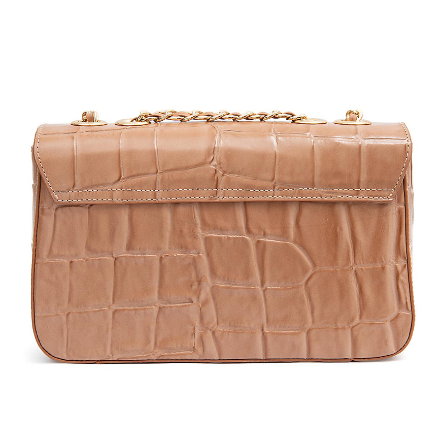 BOLSA BAGUETE ANNE JUMBO COURO CAIMAN ARGILA